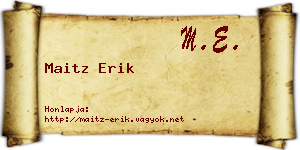 Maitz Erik névjegykártya